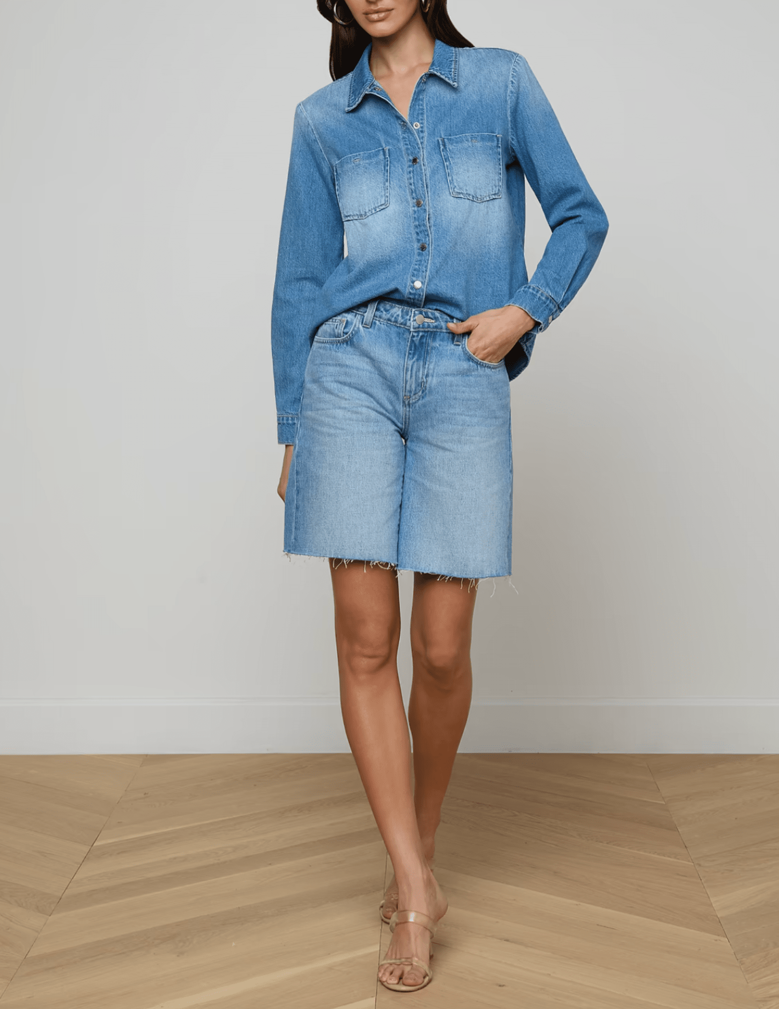 Steven Dann - L'AGENCE Isla Long Sleeve Denim Shirt in Anaheim - Buy Online