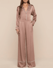 L'Agence - PRE-ORDER-L'AGENCE Mara Satin Blouse in Mocha Tan - Buy Online