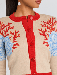 Retrofête Aralyn Jacquard Knit Cardigan in Sand Multi