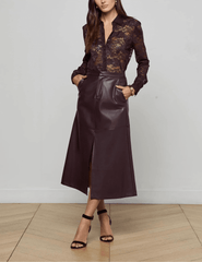 L'Agence - L'AGENCE Maia Lace Blouse in Dark Malbec - Buy Online