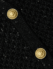 L'AGENCE Blanca Sequin Cropped Sequin Cardigan in Black Gunmetal