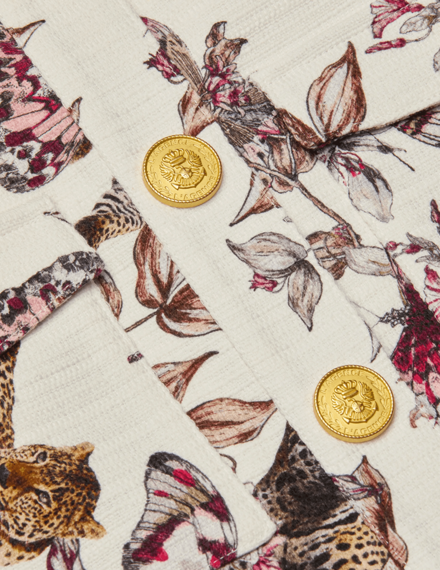 L'Agence - PRE-ORDER-L'AGENCE Nyx Cropped Jacket in White Multi Large Butterfly Jungle - Buy Online