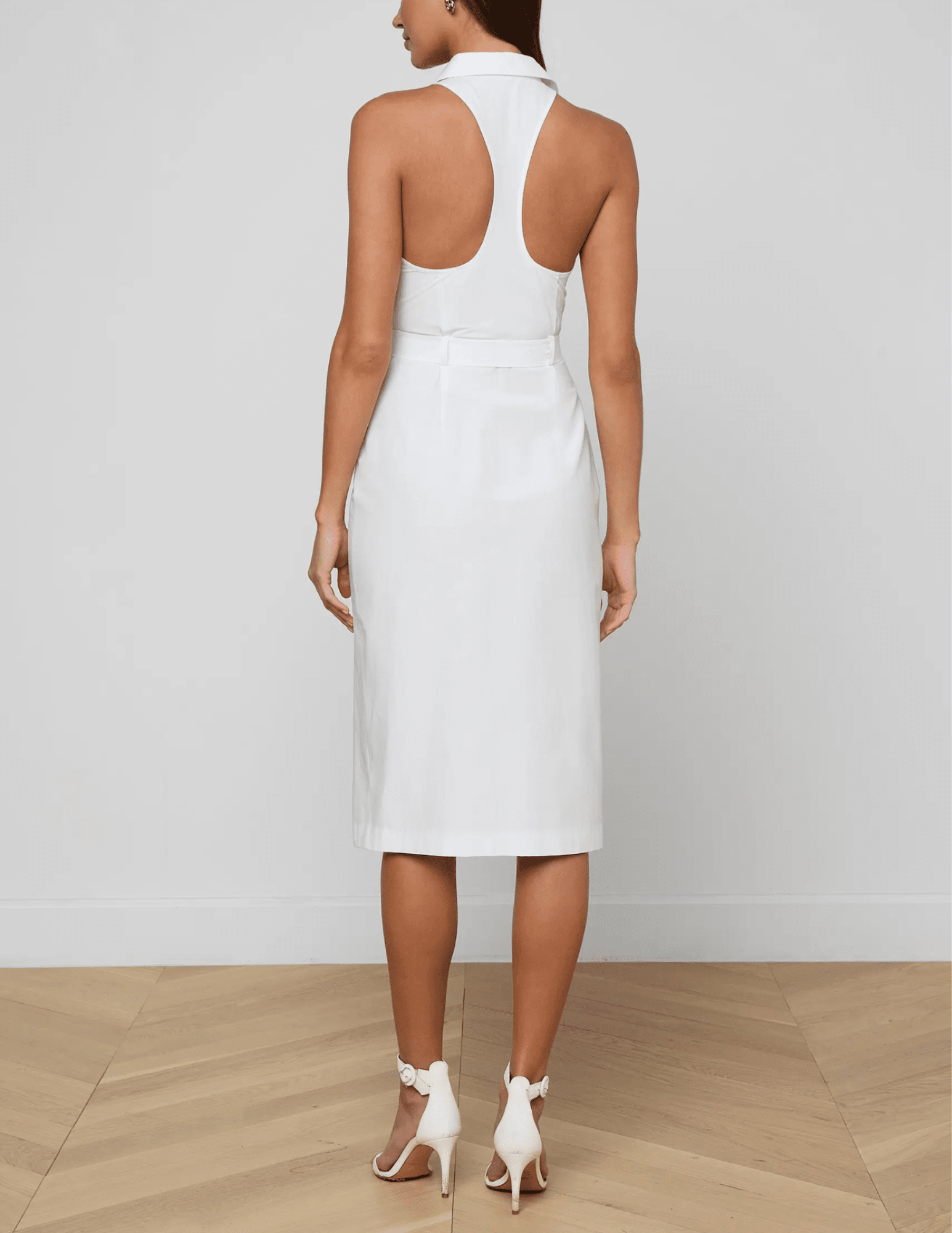 L'Agence - PRE-ORDER-L'AGENCE Lisette Sleeveless Midi Dress in white - Buy Online