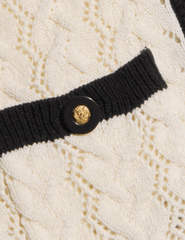 PRE-ORDER-L'AGENCE Zephyra Pointelle Cardigan in Ivory & Black
