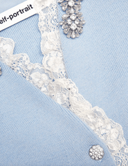 Self-Portrait - PRE-ORDER-Self-Portrait Crystal Trim Peplum Cardigan - Buy Online