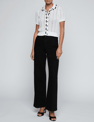 PRE-ORDER-L'AGENCE Ninette Pointelle Knit Short Sleeve Top in Ivory