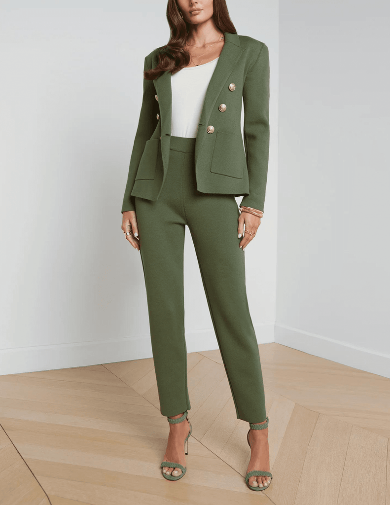 L'Agence Kenzie Knit Double Breasted Blazer