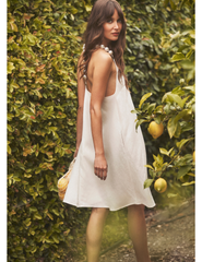 PRE-ORDER-L'AGENCE Amora Pearl Strap Shift Dress in Ivory
