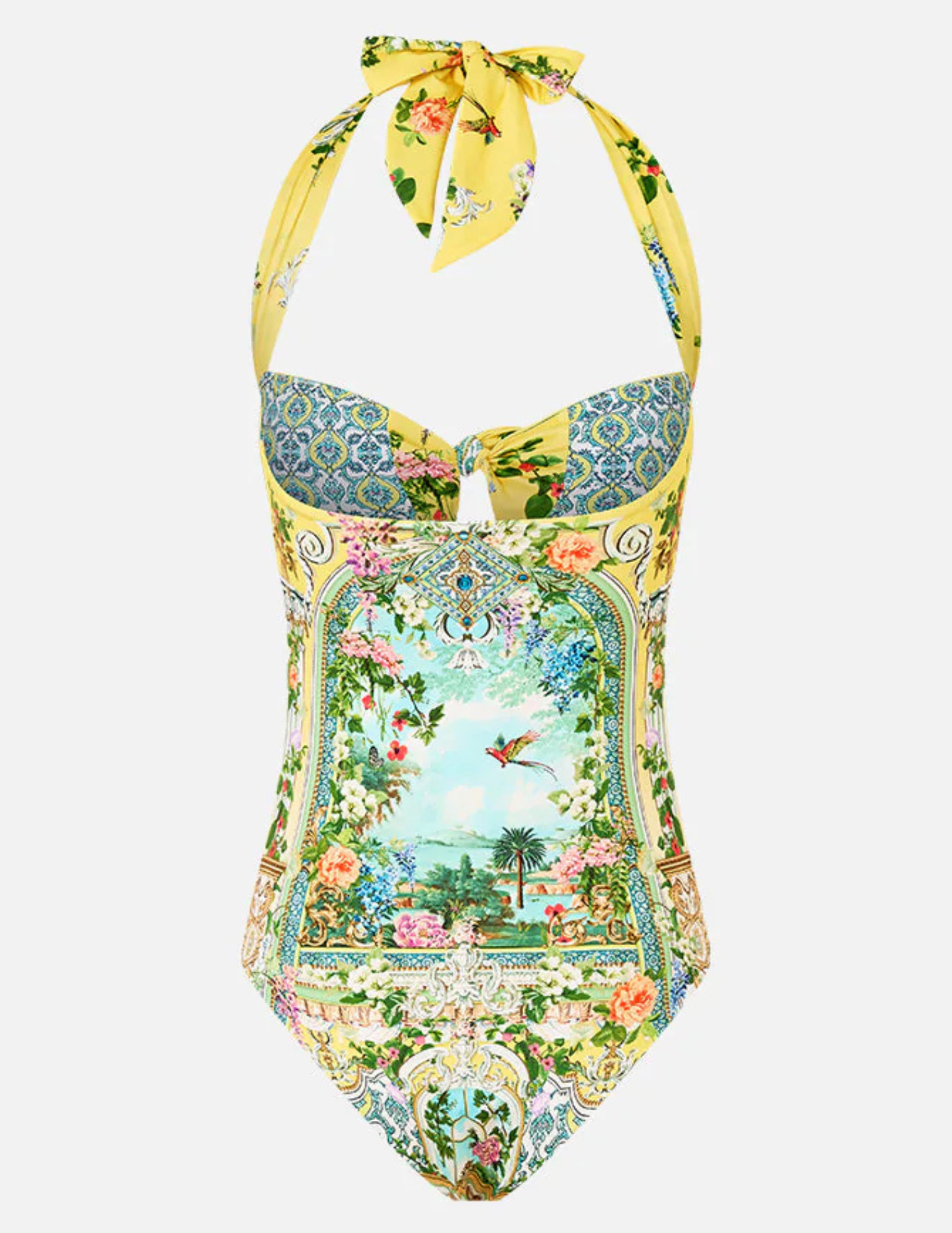 Camilla - PRE-ORDER-Camilla Tie Front Halter One Piece With Gathered Sides - Buy Online
