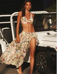 L'Agence - L'AGENCE Lexie Triangle Bikini Top in Pale Yellow Garden Butterflies - Buy Online