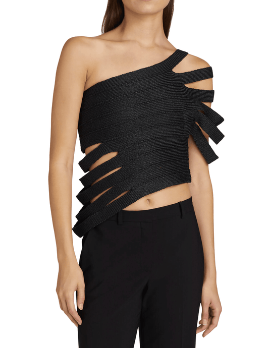 Cult Gaia Sashi Raffia One Shoulder Top