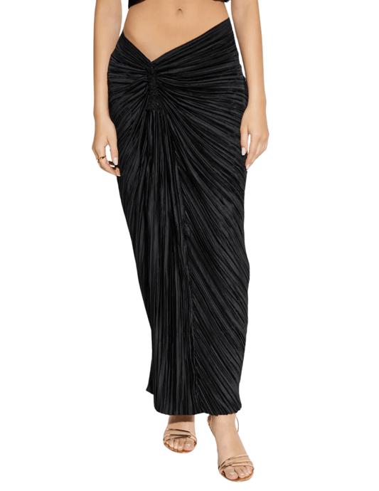 Cult Gaia Sanoma Pleated Satin Midi Skirt