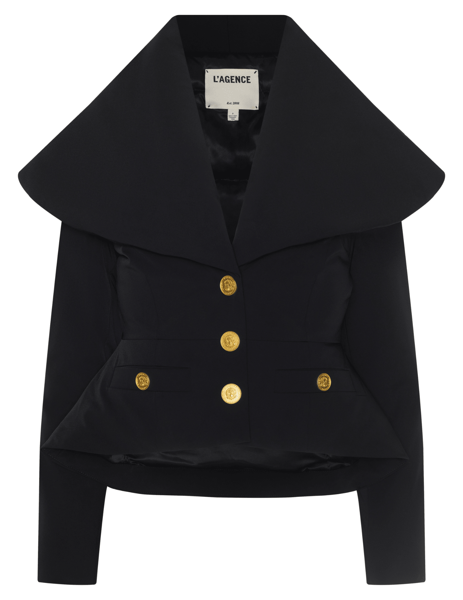 'AGENCE Pippa High Collar Blazer Coat in Black