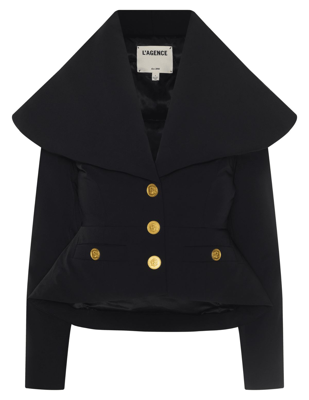 'AGENCE Pippa High Collar Blazer Coat in Black