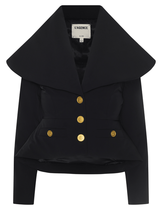 'AGENCE Pippa High Collar Blazer Coat in Black