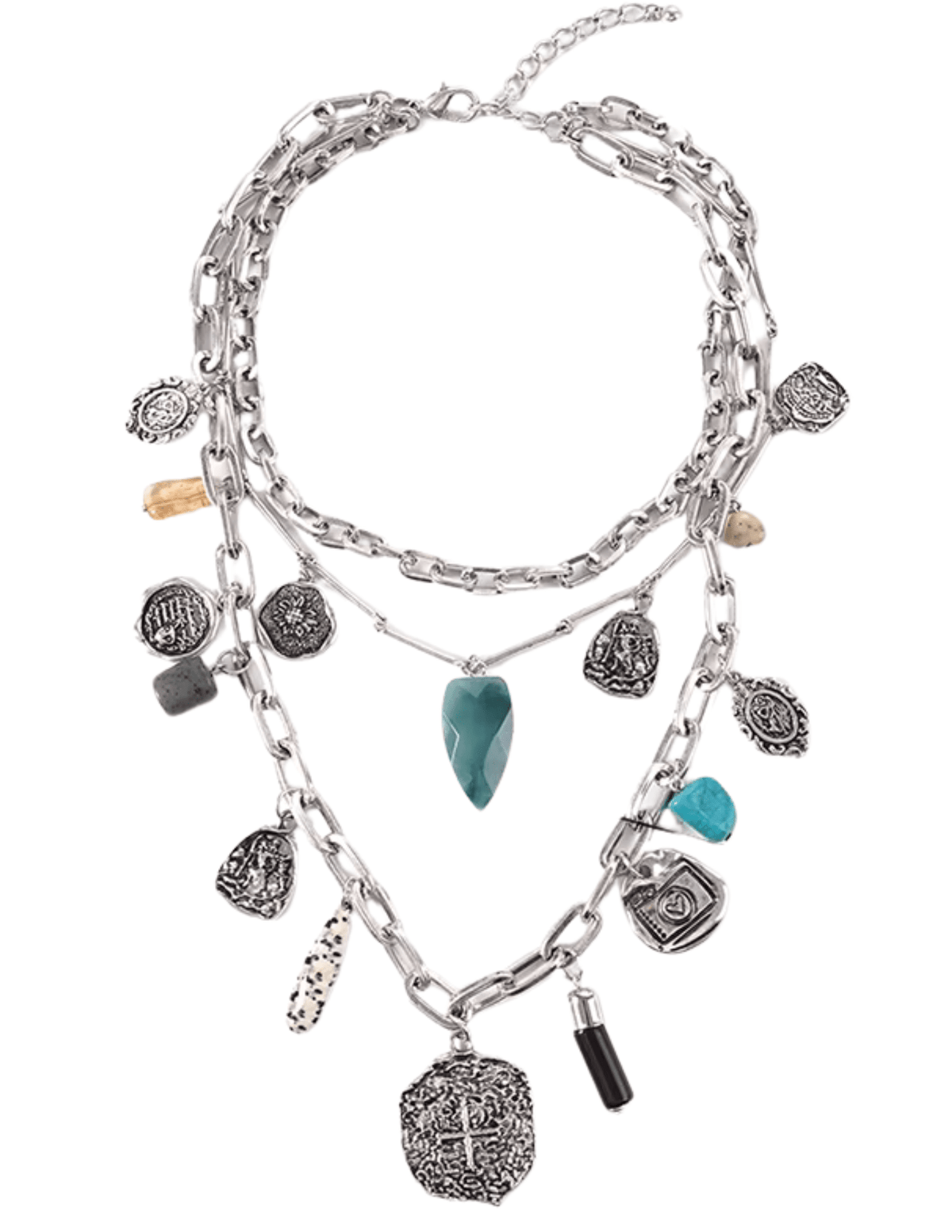 Austin Blaze Brynn Layered Charm Necklace – Silver Multi