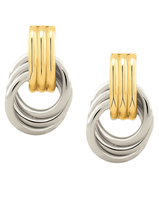 Austin Blaze Corinne double knot earrings in TWO-tone metal