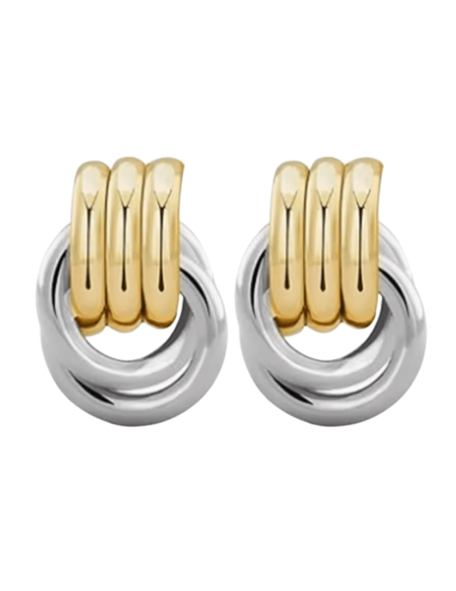 Austin Blaze Corinne Double Knot Earrings in Gold and Silver