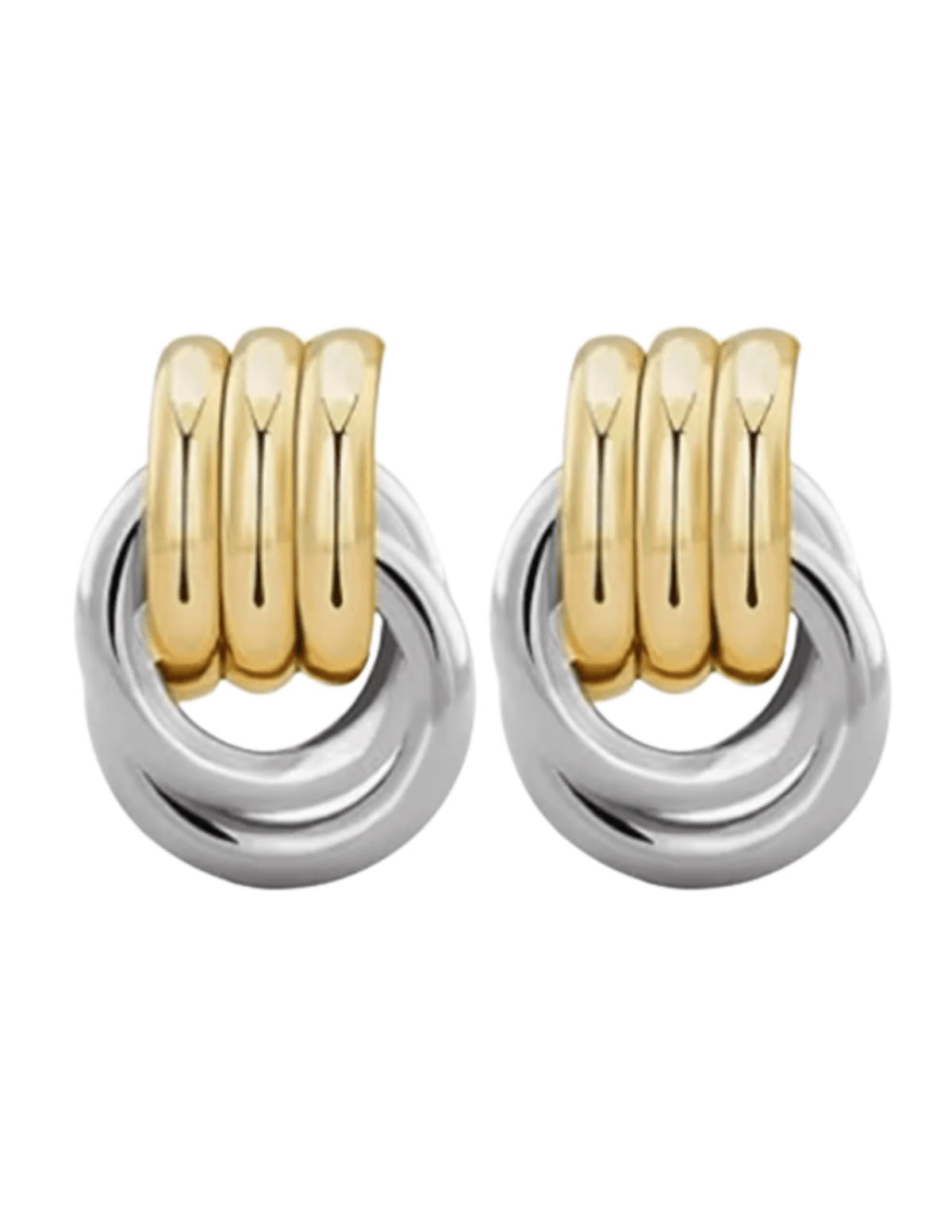 Austin Blaze Corinne Double Knot Earrings in Gold and Silver