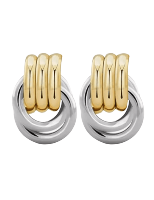 Austin Blaze Corinne Double Knot Earrings in Gold and Silver