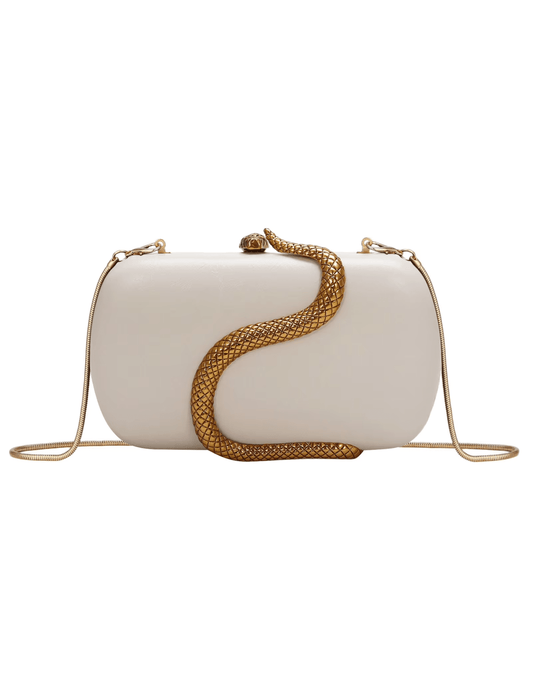 Austin Blaze Fiona Serpent Leather Clutch in Ivory Crossbody
