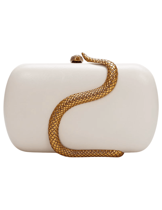 Austin Blaze Fiona Serpent Leather Clutch in Ivory