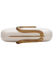 Bottom hinge Austin Blaze Fiona Serpent Leather Clutch in Ivory
