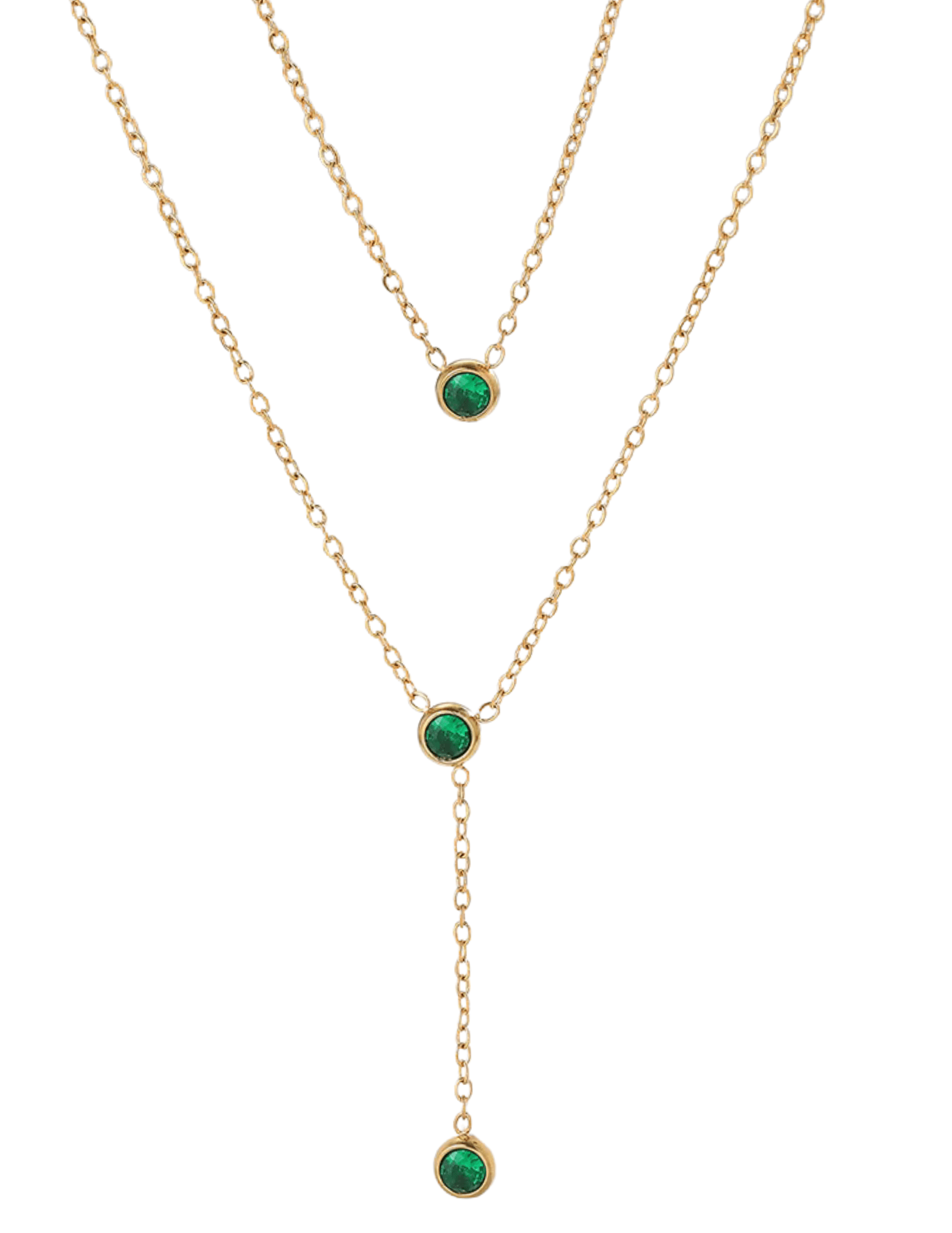 Austin Blaze Michelle Lariat Layered Necklace in Gold and Green