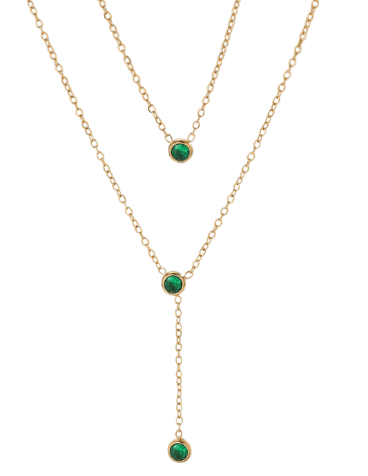 Austin Blaze Michelle Lariat Layered Necklace in Gold and Green