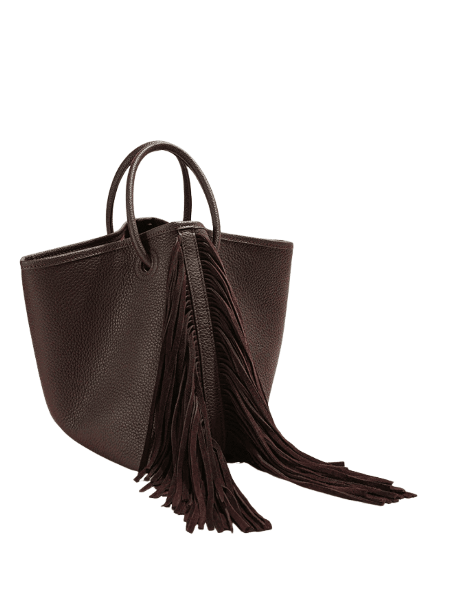 Austin Blaze Montana Leather Fringe Bucket Tote in Dark Chocolate