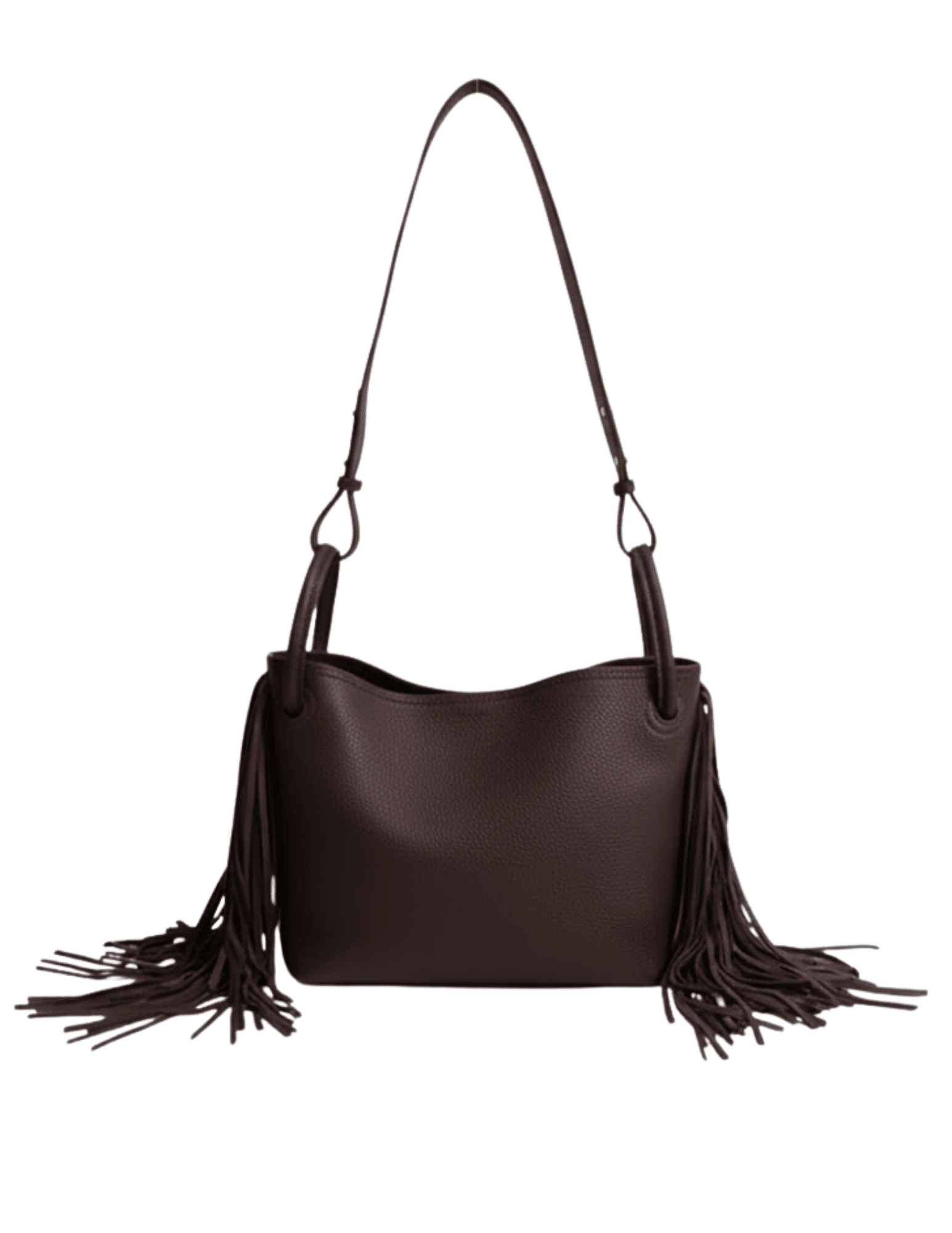 Austin Blaze Montana Leather Fringe Bucket Tote in Dark Chocolate
