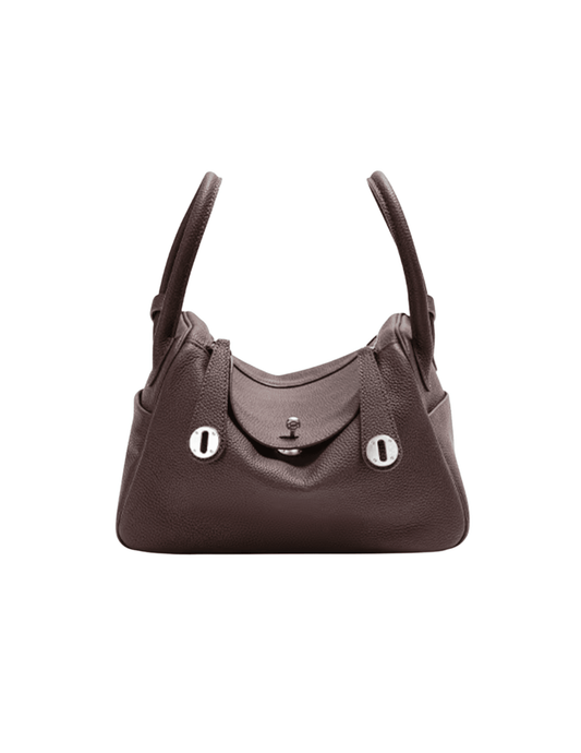 -Austin Blaze Nina Mini Leather Double Side Handle Bag in Chocolate