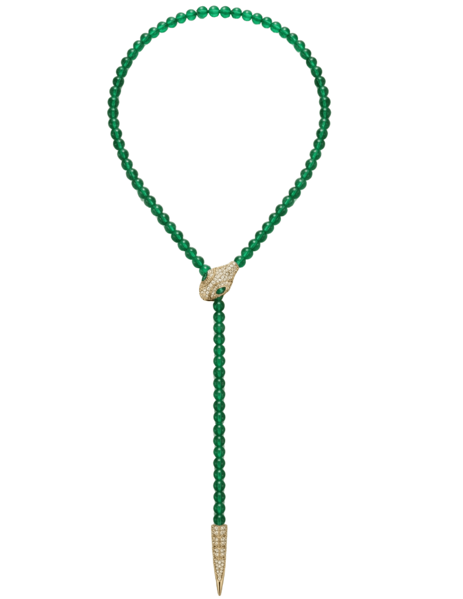 Austin Blaze Paola II Serpent Lariat Necklace in Green & Gold