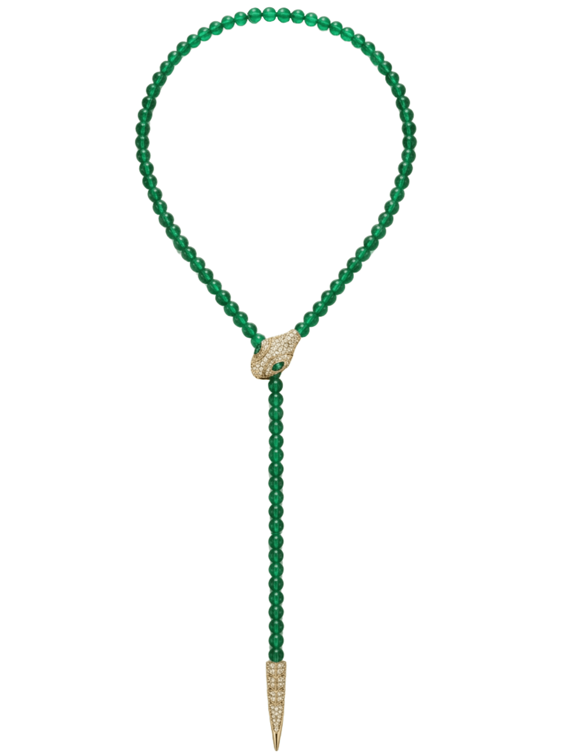 Austin Blaze Paola II Serpent Lariat Necklace in Green & Gold