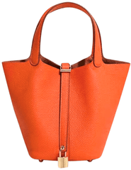 Austin Blaze Pippa Large Leather Basket Bag in Bright Orange
