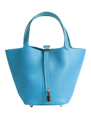 Austin Blaze Pippa Leather Basket Bag in Azure Blue