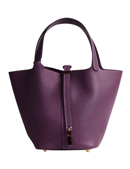Austin Blaze Pippa Leather Basket Bag in Eggplant