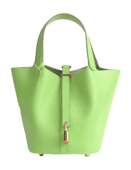 Austin Blaze Pippa Leather Basket Bag in Lime Green