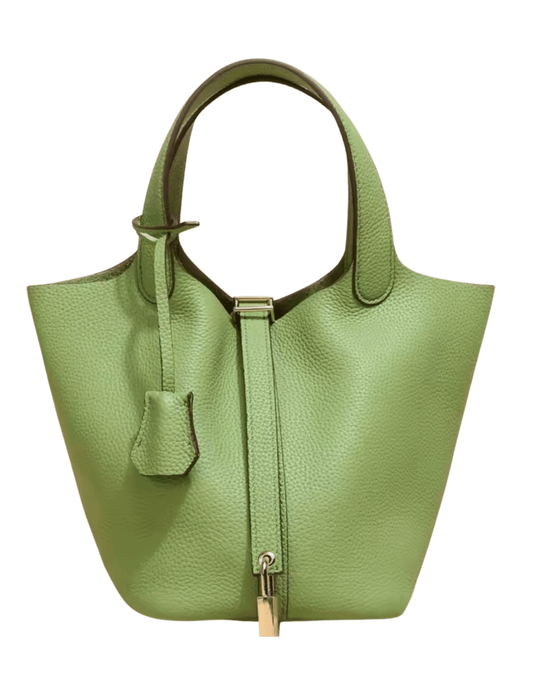 Austin Blaze Pippa Leather Basket Bag in Lime Green