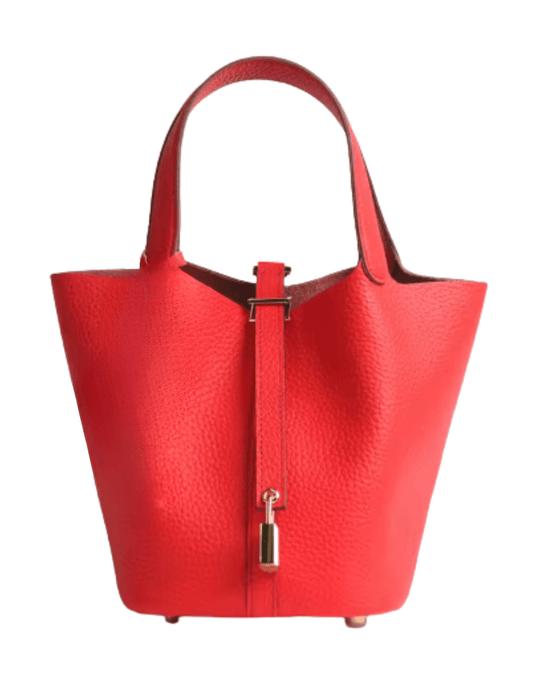 Austin Blaze Pippa Leather Basket Bag in Lipstick Red