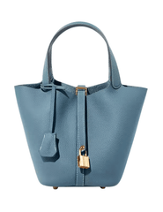 Austin Blaze Pippa Leather Basket Bag in Mist Blue