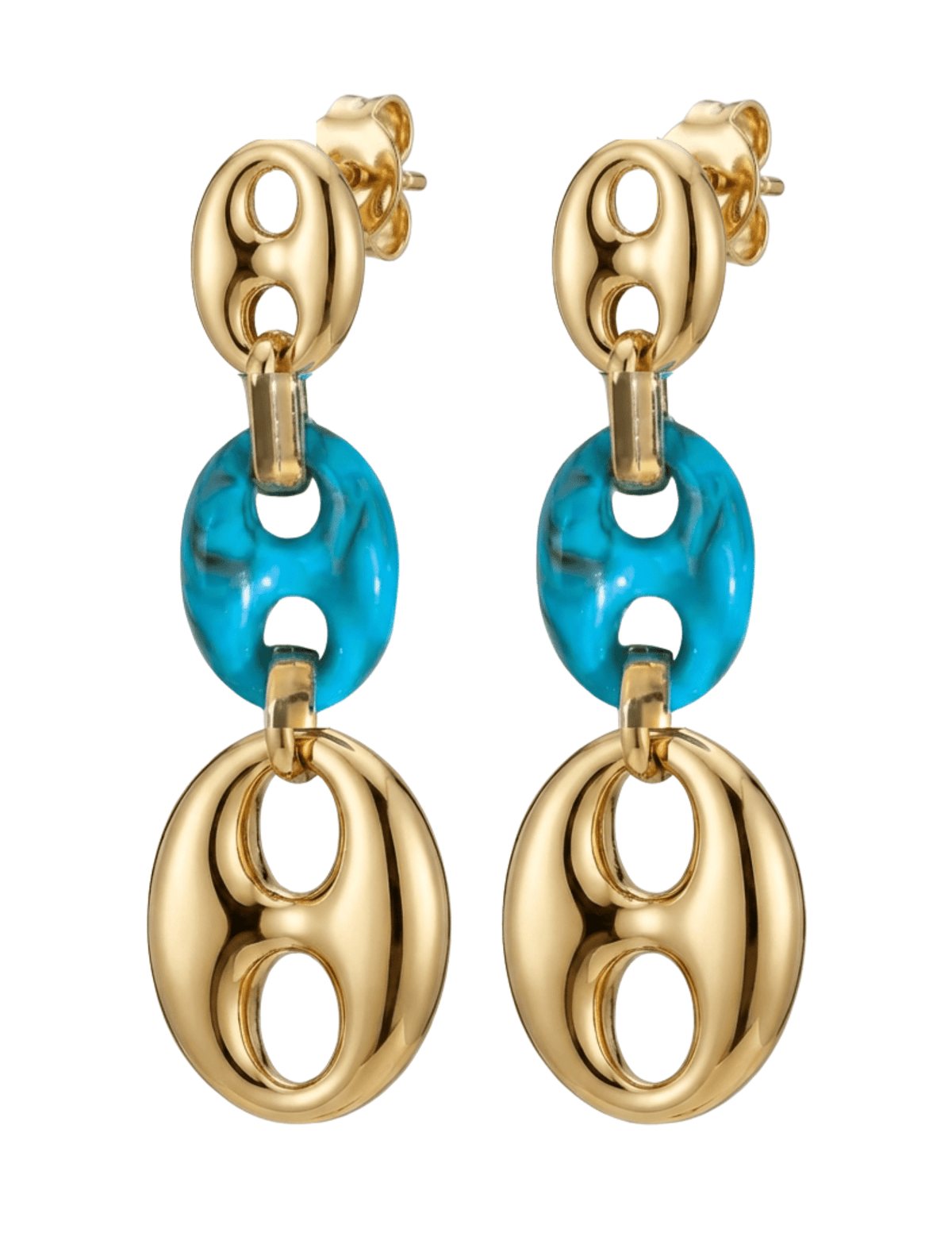 Austin Blaze Portia Pig Nose Resin Earrings in Gold and Blue