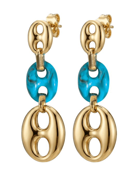 Austin Blaze Portia Pig Nose Resin Earrings in Gold and Blue