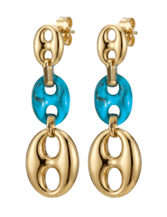 Austin Blaze Portia Pig Nose Resin Earrings in Gold and Blue