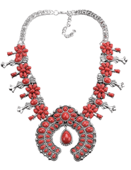 Austin Blaze Turquoise Squash Blossom Necklace – Silver Red