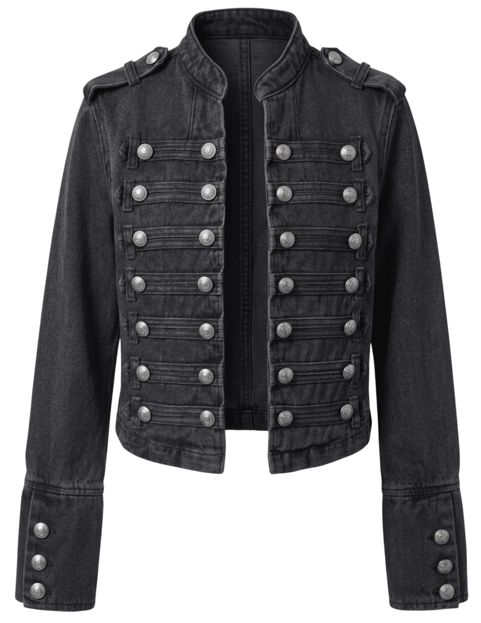 Austin Blaze Ziva Military Denim Jacket in Stone Washed Black