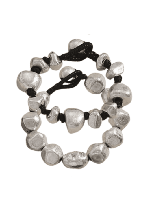 Austin Blaze Zya chunky beaded bracelet pair in black and silver