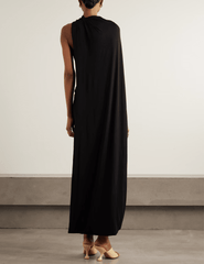 Cult Gaia Corsica Cape Effect Gown in Black with strapless neckline and cape drape