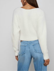 Back view of L'AGENCE Antonella Cross Front Sweater in Ivory