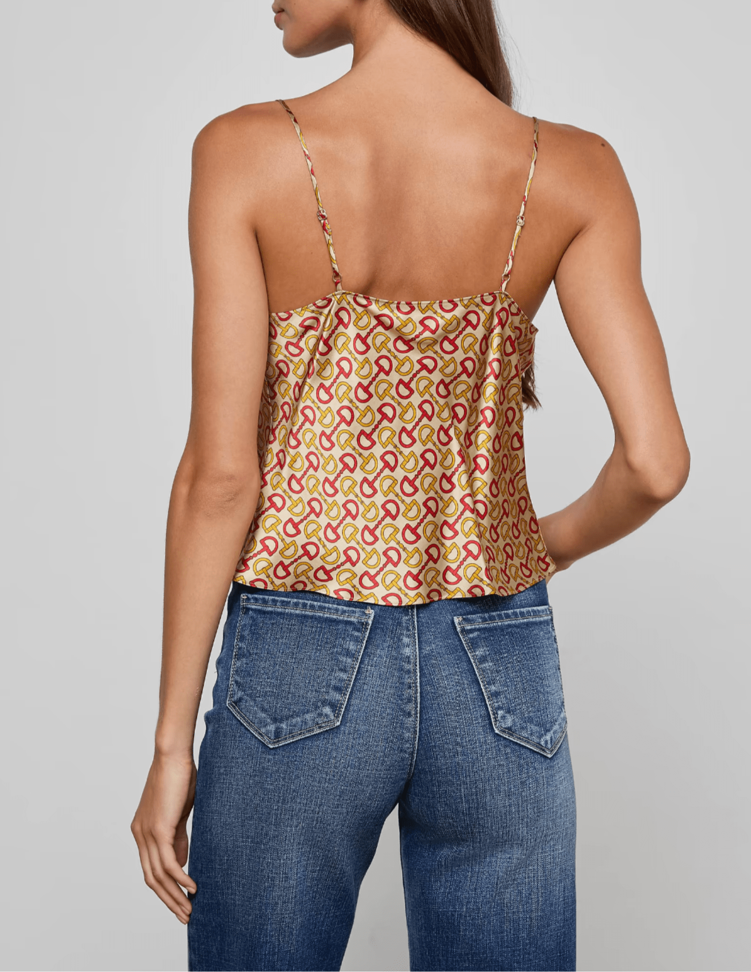 Back view of L'AGENCE Calista Cowl Neck Cami in Multi Allover Horse Bit